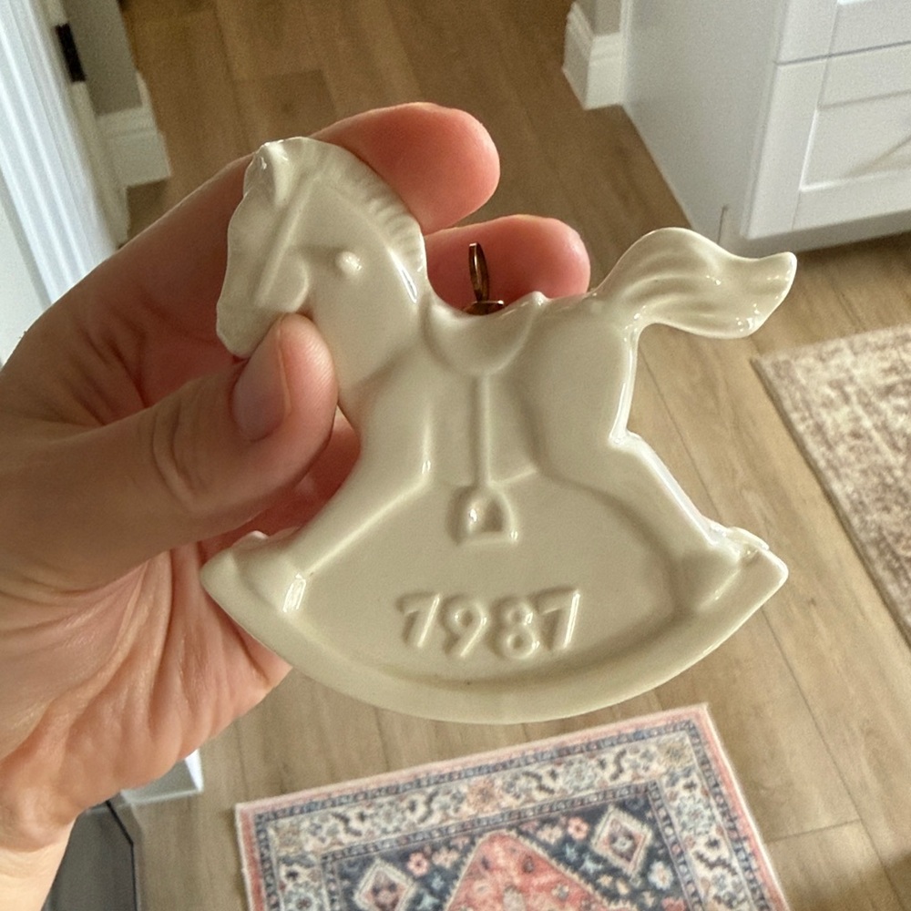 Goebel White Ceramic Rocking Horse Ornament Base